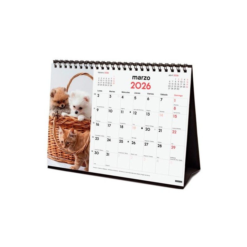 FINOCAM CALENDARIO DE SOBREMESA PARA ESCRIBIR S-210X150MM MV IMÁGENES PERROS Y GATOS 2026