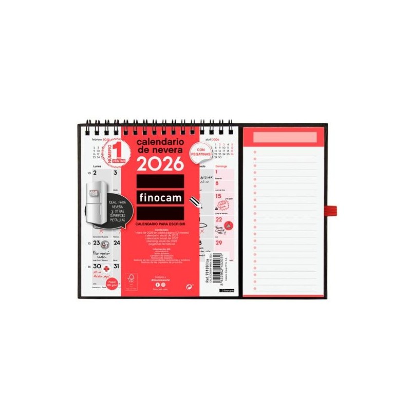 FINOCAM CALENDARIO CON IMÁN PARA ESCRIBIR XS-140X150MM MV NEUTRO 2026