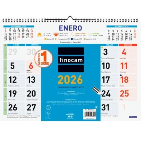 FINOCAM CALENDARIO DE PARED MIXTO L-430X310MM MV COLOR 2026