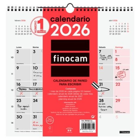 FINOCAM CALENDARIO DE PARED PARA ESCRIBIR 30X30-300X300MM MV NEUTRO 2026