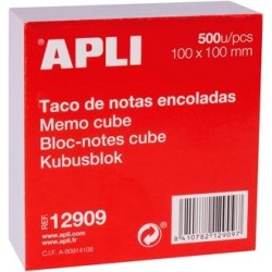 APLI TACO DE NOTAS ENCOLADAS 500H 100X100MM BLANCO