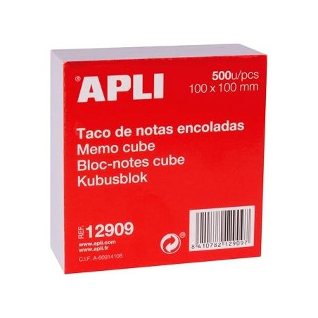 APLI TACO DE NOTAS ENCOLADAS 500H 100X100MM BLANCO