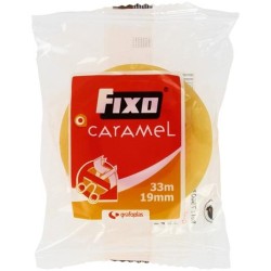 FIXO CINTA ADHESIVA TRANSPARENTE CARAMEL ROLLO 19MM X 33M EN BOLSITA