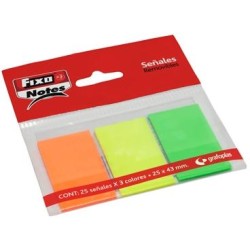 FIXO MARCADORES ADHESIVOS BANDERITAS PET 25X43MM PACK 3 BLOC X 25H C/SURTIDOS NEÓN
