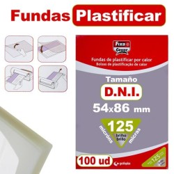 FIXO FUNDAS DE PLASTIFICAR DNI FIXOCOVER 125 MICRAS 54X86MM BRILLO PACK 100 UD