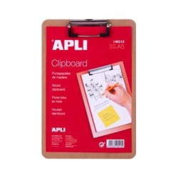 APLI CARPETA CON PINZA ALAMBRE SUPERIOR A5 BASE DE MADERA