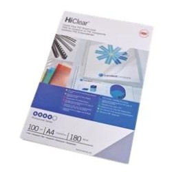 GBC TAPAS ENCUADERNACIÓN HICLEAR A4 PVC 180 MICRAS CRISTAL TRANSPARENTE PACK 100 UD