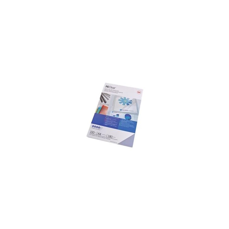GBC TAPAS ENCUADERNACIÓN HICLEAR A4 PVC 180 MICRAS CRISTAL TRANSPARENTE PACK 100 UD