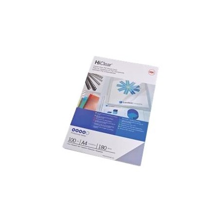 GBC TAPAS ENCUADERNACIÓN HICLEAR A4 PVC 180 MICRAS CRISTAL TRANSPARENTE PACK 100 UD