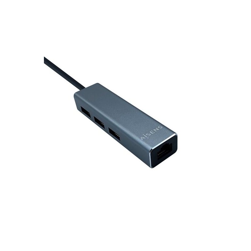 AISENS CONVERSOR USB 3.0 A ETHERNET GIGABIT 10/100/1000 MBPS + HUB 3XUSB3.0 GRIS 15CM