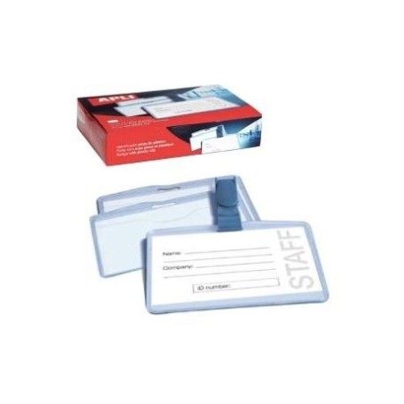 APLI TARJETA DE IDENTIFICACIÓN HORIZONTAL PLASTICO 90X56 MM CON PINZA -25U-