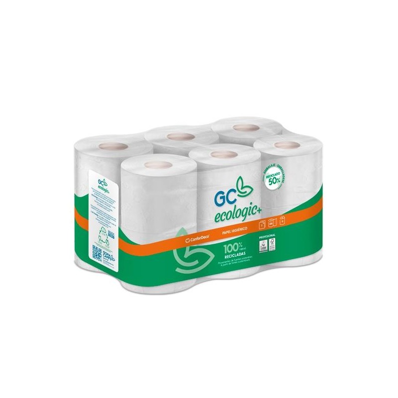 GC ECOLOGIC+ PAPEL HIGIÉNICO ECOLOGIC 200/22,4M FSC DOBLE CAPA PACK 12 ROLLOS RECICLADO BLANCO