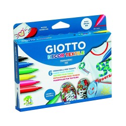 GIOTTO ROTULADORES DECOR TEXTIL PERMANENTES COLORES SURTIDOS ESTUCHE 6 UD