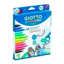 GIOTTO ROTULADORES DECOR TEXTIL PERMANENTES COLORES SURTIDOS ESTUCHE 12 UD