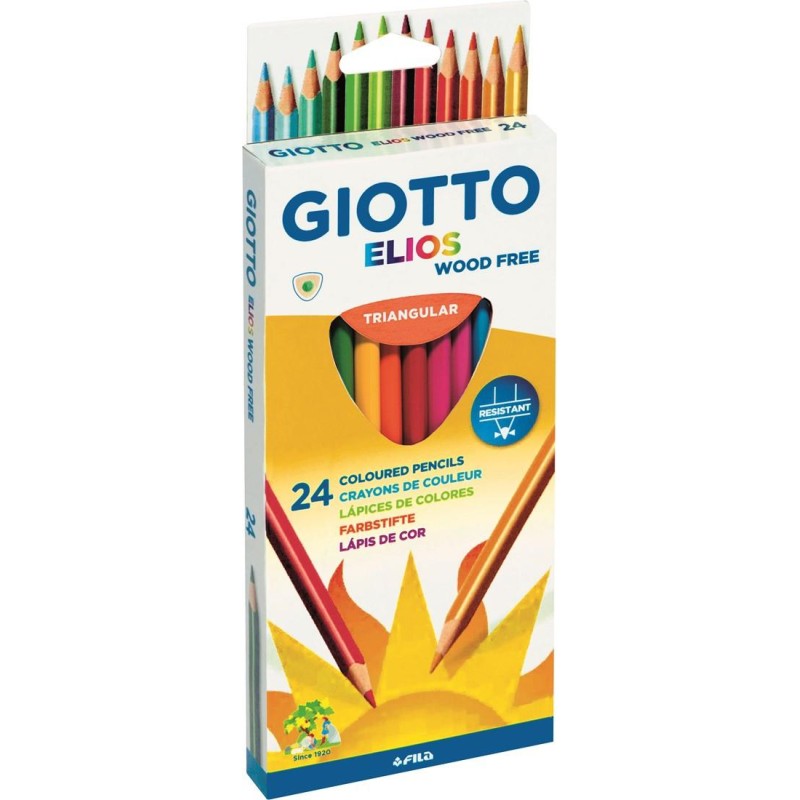 GIOTTO LÁPICES DE COLORES ELIOS LIBRE DE MADERA C/SURTIDOS ESTUCHE 24 UD