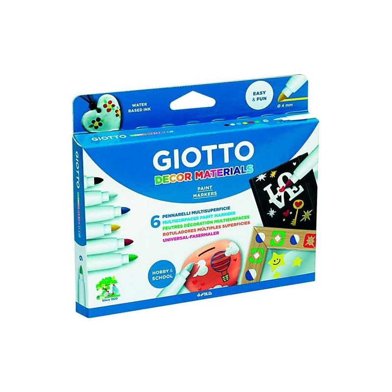 GIOTTO ROTULADORES DECOR MATERIALES CUALQUIER SUPERFICIE C/SURTIDOS ESTUCHE 6 UD