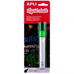 APLI MARCADOR DE TIZA LÍQUIDA PUNTA REDONDA 5,5MM VERDE BLÍSTER 1 UD