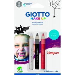GIOTTO SET LÁPICES COSMÉTICOS VAMPIRO UNISEX PARA NIÑOS COLORES SURTIDOS -BLISTER DE 3U-