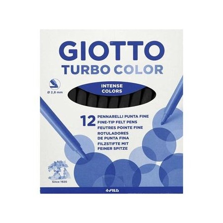 GIOTTO ROTULADORES TURBO COLOR NEGRO ESTUCHE 12 UD