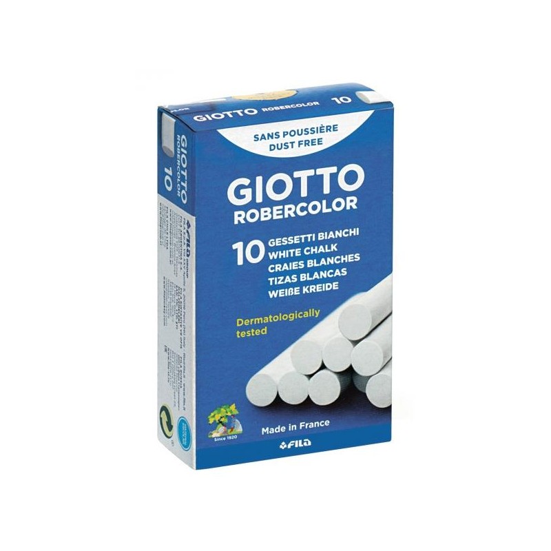 GIOTTO TIZAS ROBERCOLOR ANTIPOLVO BLANCO CAJA 10 UD