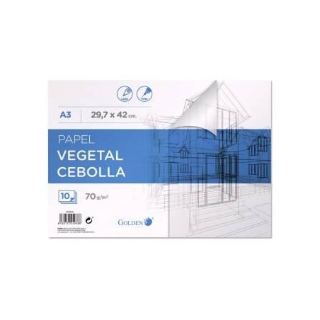 GOLDEN BLOC PAPEL VEGETAL ENCOLADO 10 HOJAS 70 GR. 29,7X42 CM