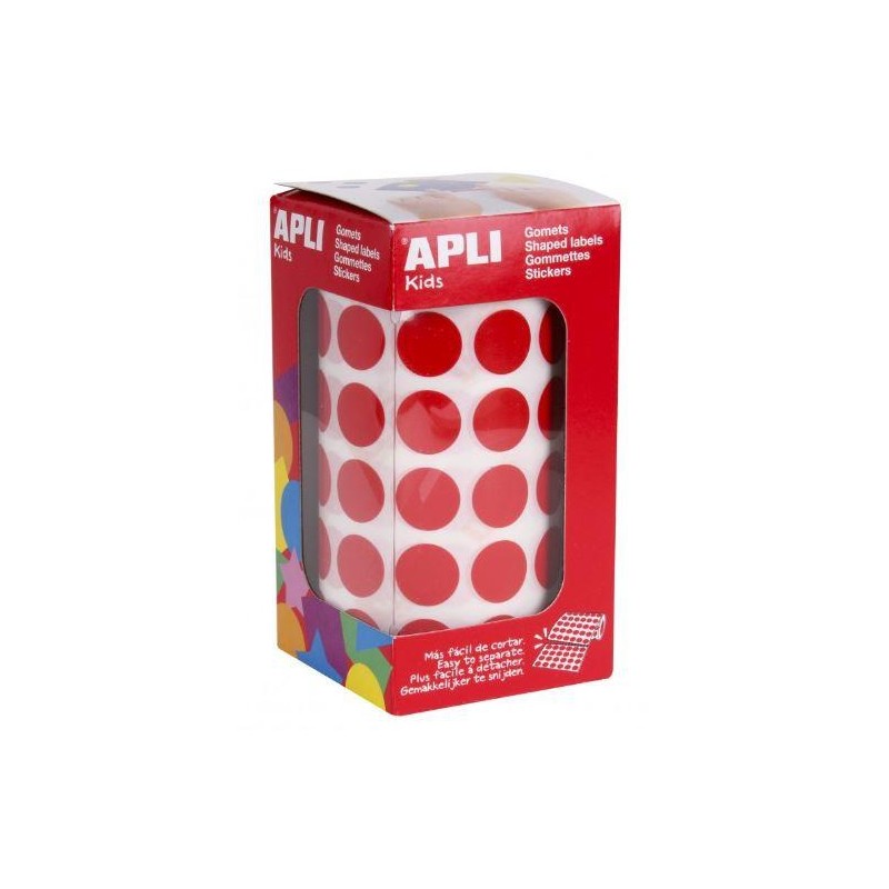 APLI GOMETS REDONDOS 15MM ROLLO ROJO -ROLLO 2832 UNIDADES-