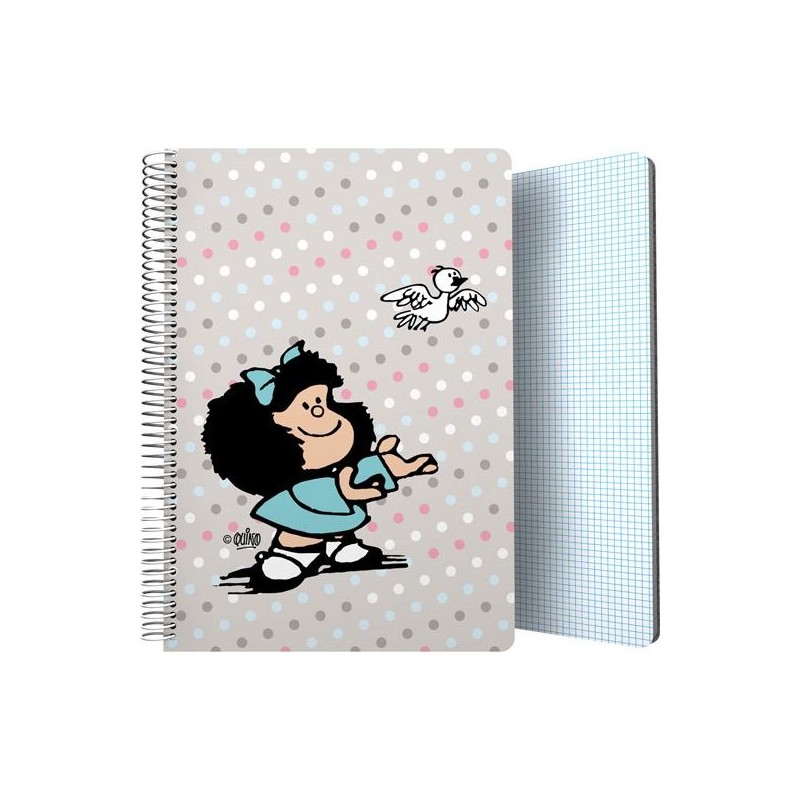 GRAFOPLÁS CUADERNO ESPIRAL FOLIO 80H 4X4MM 90GR TAPA PP MAFALDA BIRD