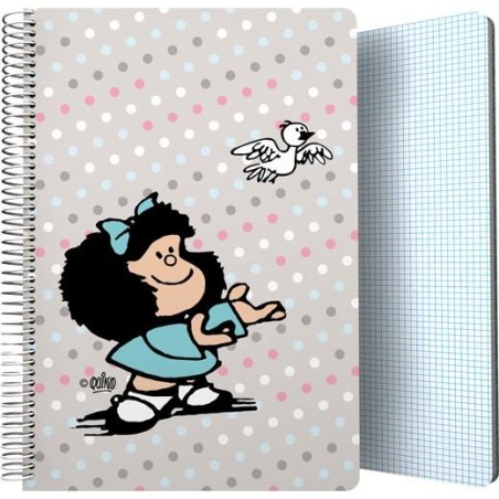 GRAFOPLÁS CUADERNO ESPIRAL FOLIO 80H 4X4MM 90GR TAPA PP MAFALDA BIRD