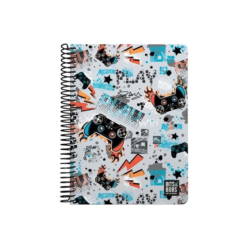 GRAFOPLÁS CUADERNO PL3 80H CUARTO 90GR 4X4MM 5 BANDAS COLOR TAPA PP BITS&BOBS 23 PLAY