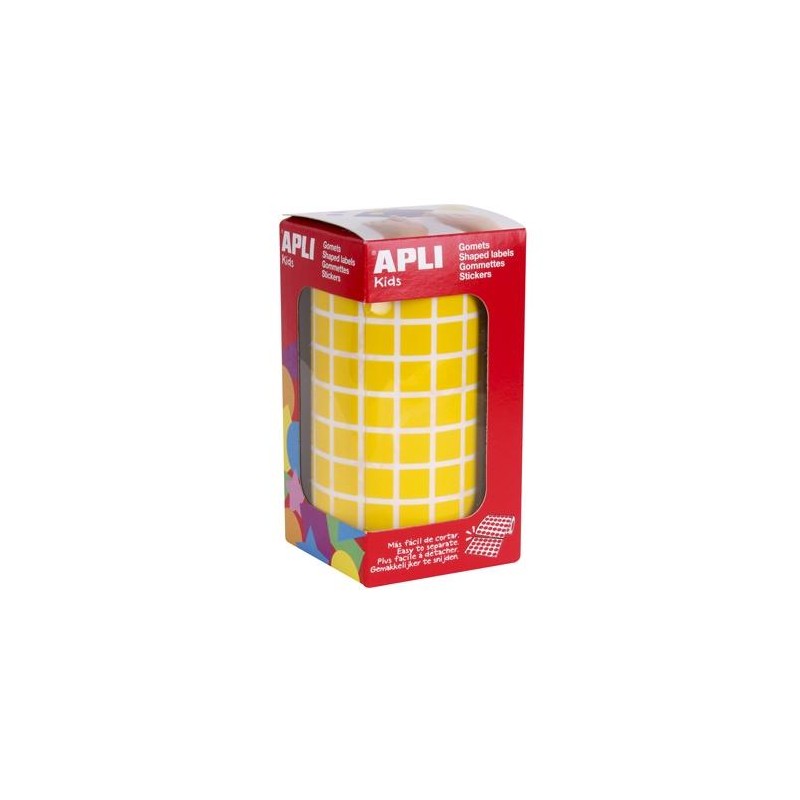APLI GOMETS CUADRADOS 10MM ROLLO AMARILLO -ROLLO 6372 UNIDADES-