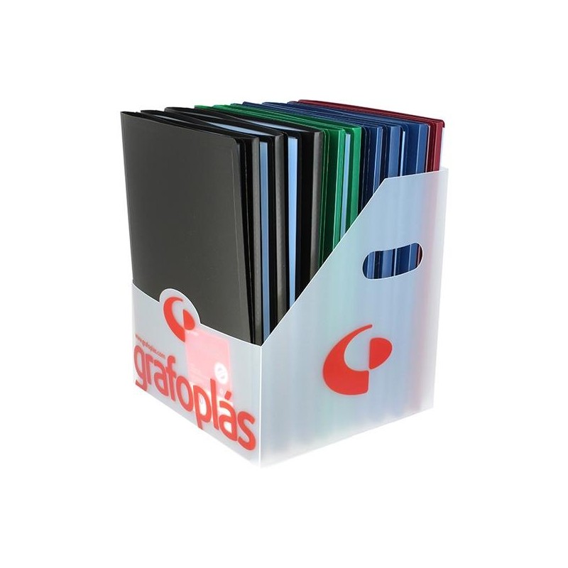 GRAFOPLÁS CARPETA CON FUNDAS POLIPLÁS SOLDADAS FOLIO PP SEMIRÍGIDO OPACO C/SURTIDOS EXPOSITOR 20 UD