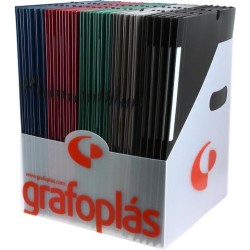 GRAFOPLÁS CARPETA CON GOMAS POLIGRAF 3 SOLAPAS FOLIO PP OPACO C/SURTIDOS EXPOSITOR 50 UD