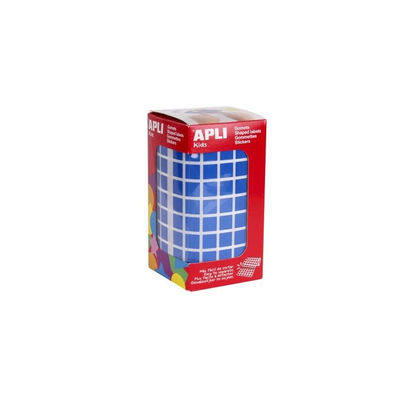 APLI GOMETS CUADRADOS 10MM ROLLO AZUL -ROLLO 6372 UNIDADES-