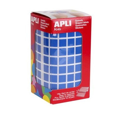 APLI GOMETS CUADRADOS 10MM ROLLO AZUL -ROLLO 6372 UNIDADES-