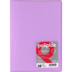 GRAFOPLÁS CARPETA CON FUNDAS POLIPLÁS SOLDADAS FOLIO 20 FUNDAS PP SEMIRÍGIDO TRANSLÚCIDO LAVANDA SOFT