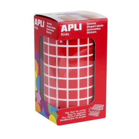 APLI GOMETS CUADRADOS 10MM ROLLO ROJO -ROLLO 6372 UNIDADES-