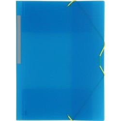 GRAFOPLÁS CARPETA CON GOMAS COLORGRAF FOLIO 3 SOLAPAS PP AZUL TRANSLÚCIDO