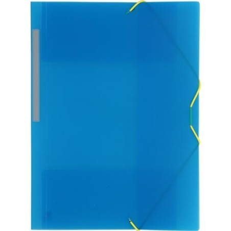 GRAFOPLÁS CARPETA CON GOMAS COLORGRAF FOLIO 3 SOLAPAS PP AZUL TRANSLÚCIDO