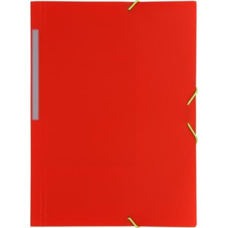 GRAFOPLÁS CARPETA CON GOMAS COLORGRAF FOLIO 3 SOLAPAS PP ROJO TRANSLÚCIDO
