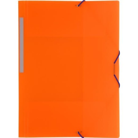GRAFOPLÁS CARPETA CON GOMAS COLORGRAF FOLIO 3 SOLAPAS PP NARANJA TRANSLÚCIDO