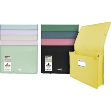 GRAFOPLÁS CARPETA MAXI CON GOMAS Y FUELLE A4+ PP SEMIRÍGIDO OPACO I LIKE3 COLORES SURTIDOS