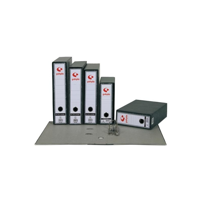 GRAFOPLÁS ARCHIVADOR PALANCA ECOCLASSIC 65MM FOLIO CARTÓN FORRADO JASPEADO GRIS PLOMO
