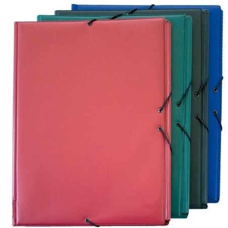 GRAFOPLÁS CARPETA CON GOMAS 3 SOLAPAS FOLIO FORRADAS PVC GRANATE