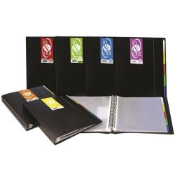GRAFOPLÁS CARPETA 100 FUNDAS ESPIRAL A4 EXTRAÍBLES CALIDAD EXTRA 5 SEPARADORES PP RÍGIDO OPACO IN & OUT NEGRO