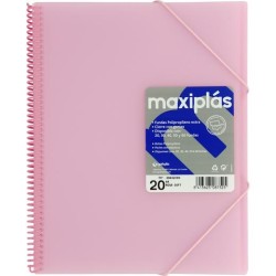 GRAFOPLÁS CARPETA CON FUNDAS MAXIPLÁS ESPIRAL A4 20 FUNDAS C/SOBRE PP RÍGIDO TRANSLÚCIDO ROSA SOFT