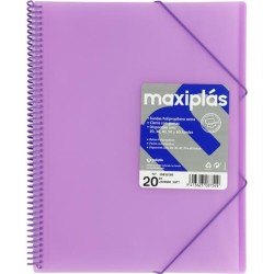 GRAFOPLÁS CARPETA CON FUNDAS MAXIPLÁS ESPIRAL A4 20 FUNDAS C/SOBRE PP RÍGIDO TRANSLÚCIDO LAVANDA SOFT
