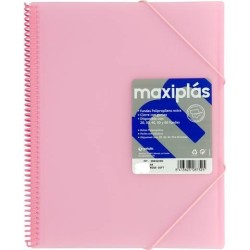 GRAFOPLÁS CARPETA CON FUNDAS MAXIPLÁS ESPIRAL A4 30 FUNDAS C/SOBRE PP RÍGIDO TRANSLÚCIDO ROSA SOFT