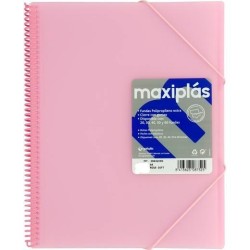 GRAFOPLÁS CARPETA CON FUNDAS MAXIPLÁS ESPIRAL A4 40 FUNDAS C/SOBRE PP RÍGIDO TRANSLÚCIDO ROSA SOFT