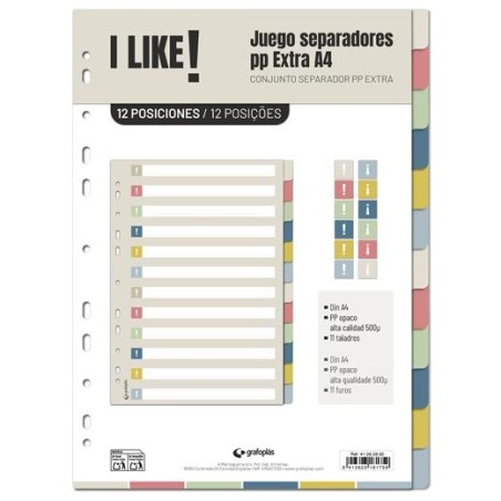 GRAFOPLÁS SEPARADORES 12 POSICIONES A4 11 TALADROS PP I LIKE 3