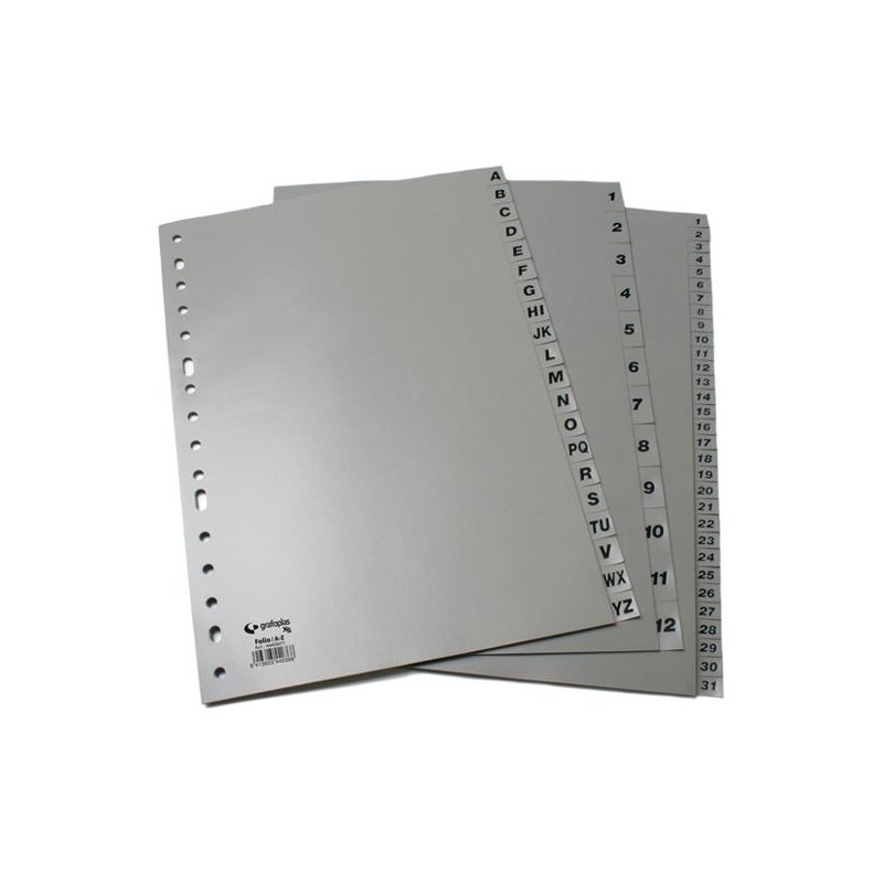 GRAFOPLÁS JUEGO DE ABECEDARIO FOLIO 16 TALADROS PP OPACO GRIS